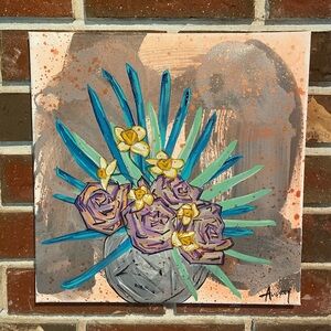 Daffodils & Roses Acrylic Art on Canvas